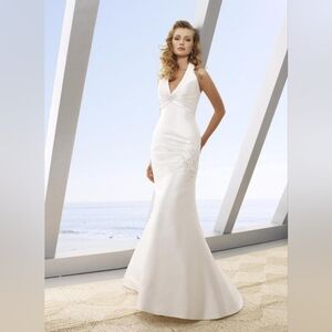 Mori Lee 6208 Wedding Dress NWT Size 8 Limited Edition Satin Beaded Halter Gown